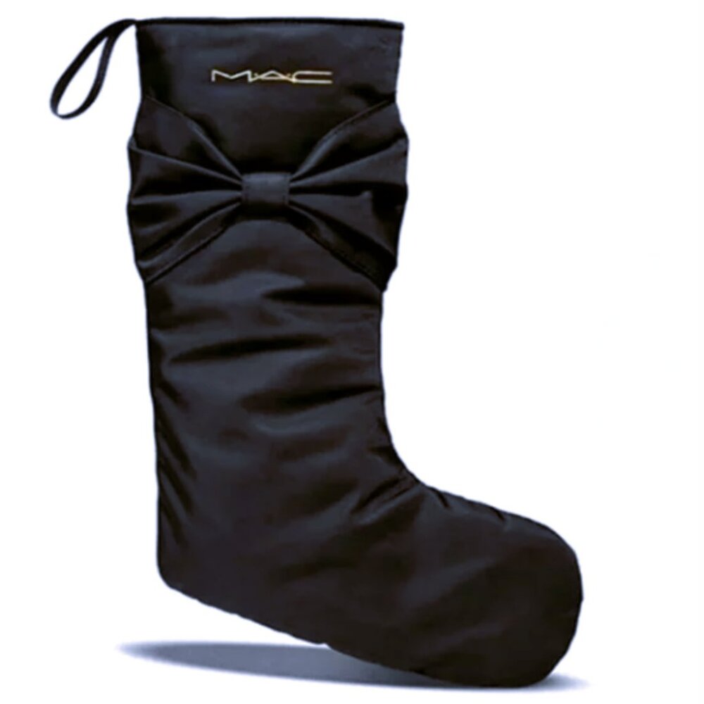 MAC - Holiday / Christmas Stocking with Bow and Gold Lettering - Limited Edition
